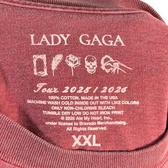 Lady Gaga Tour Shirt Mayhem Ball Skull Killah Concert Merch 2025 Raw Hem XXL - Picture 2 of 7